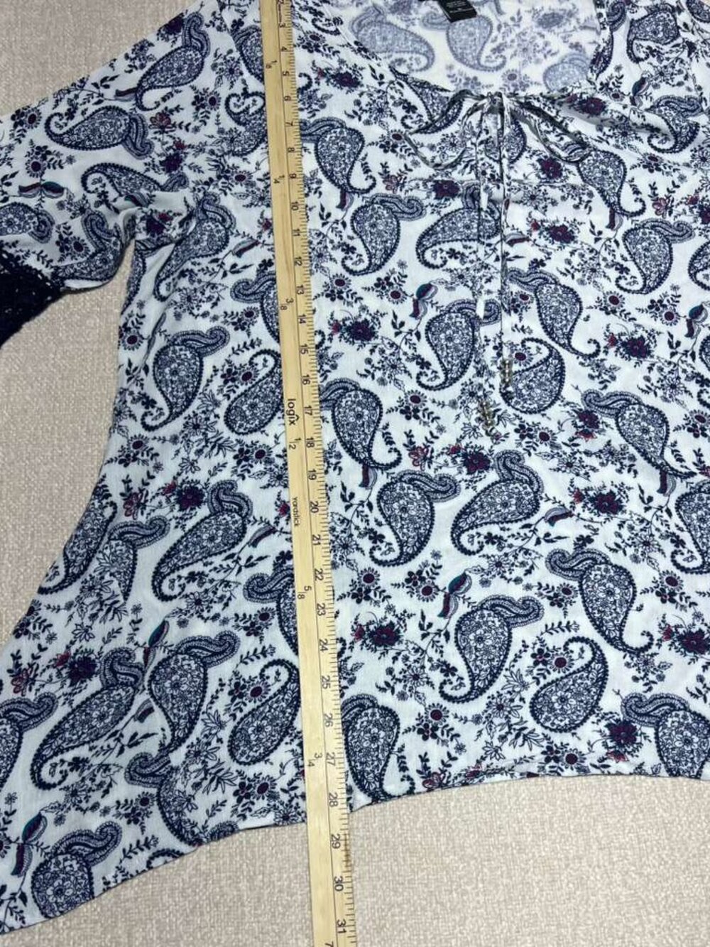 Boho Paisley Bell Sleeve Flowy Tunic Top XL NWT - Picture 5 of 7